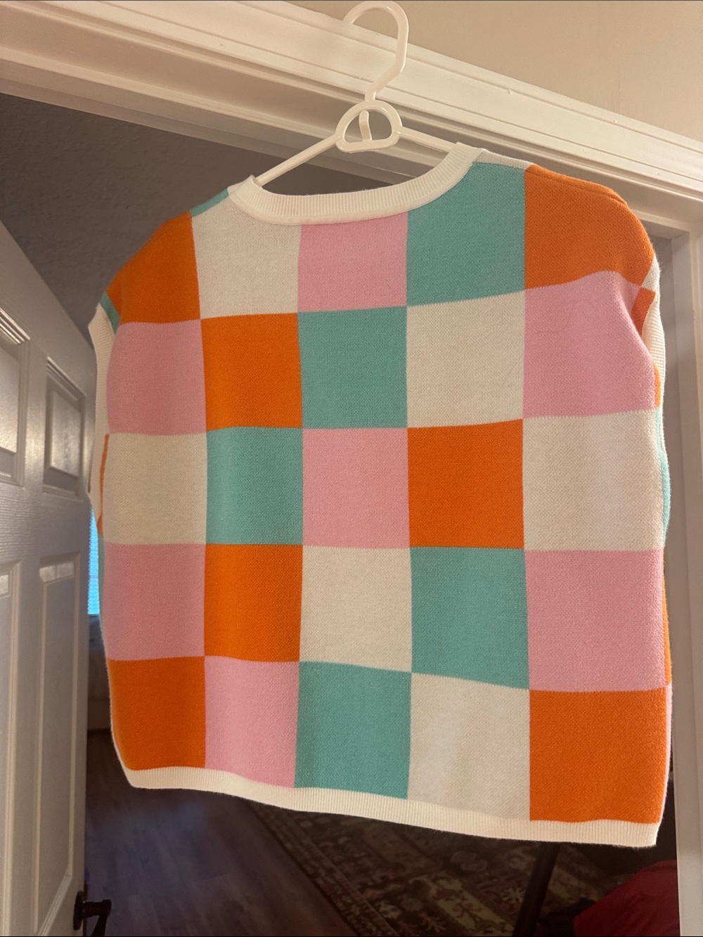Colorblock Checkered Crewneck Sweater - Multicolor
